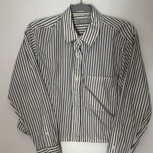 EVERLANE Striped Cropped Shirt